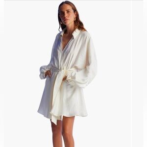 NWT Ivory Wrap Mini Dress with Puff Sleeves